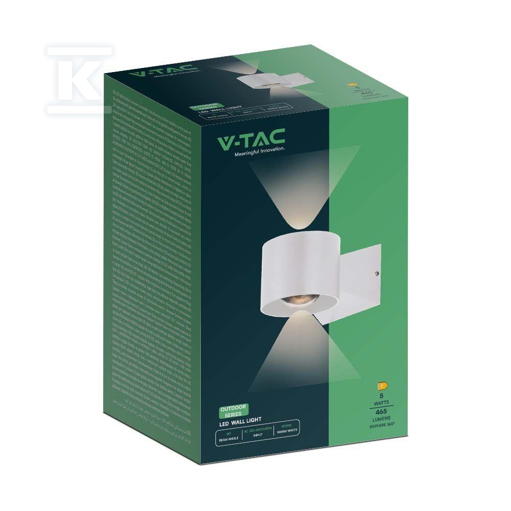 Oprawa ścienna V-TAC 5W kinkiet góra - 10444