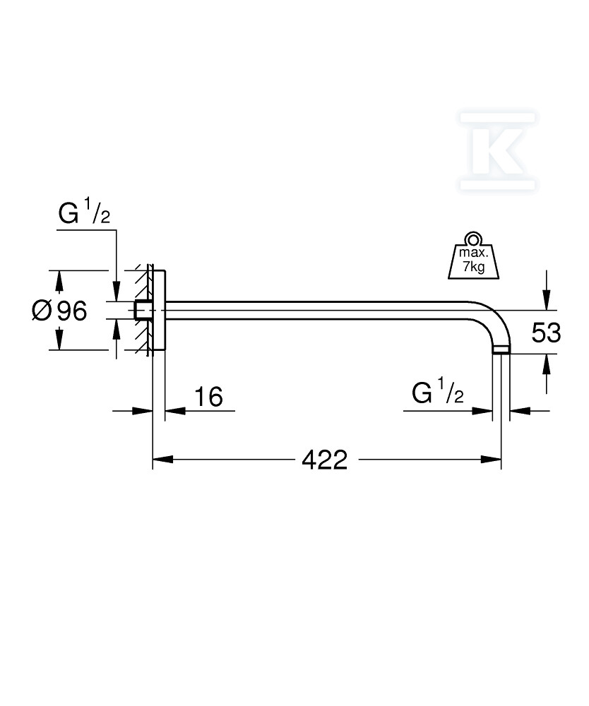 Rainshower Ручка для душу 422 мм, - 26146000
