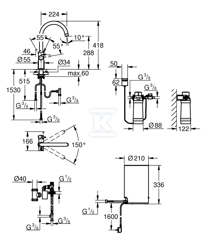 Кухонна система GROHE Red Duo окріп, - 30083AL1