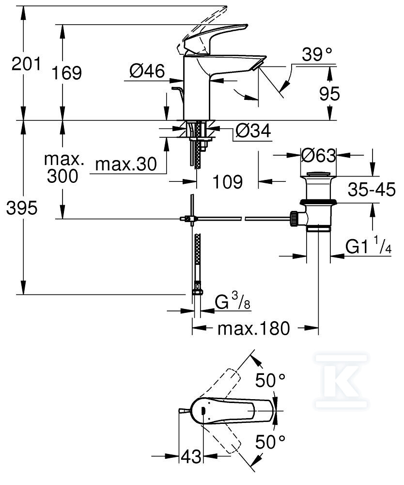 Eurosmart Одноважільний змішувач для - 33265003