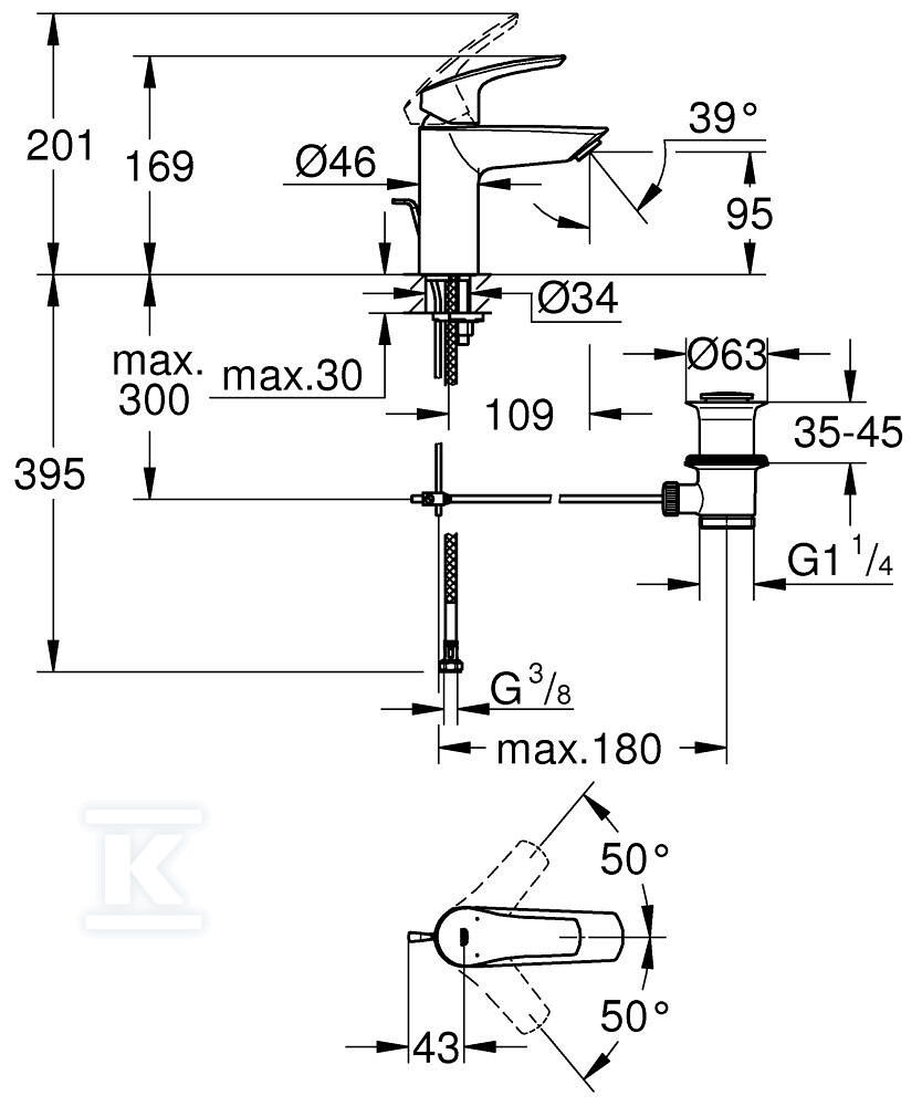 Eurosmart Одноважільний змішувач для - 23456003