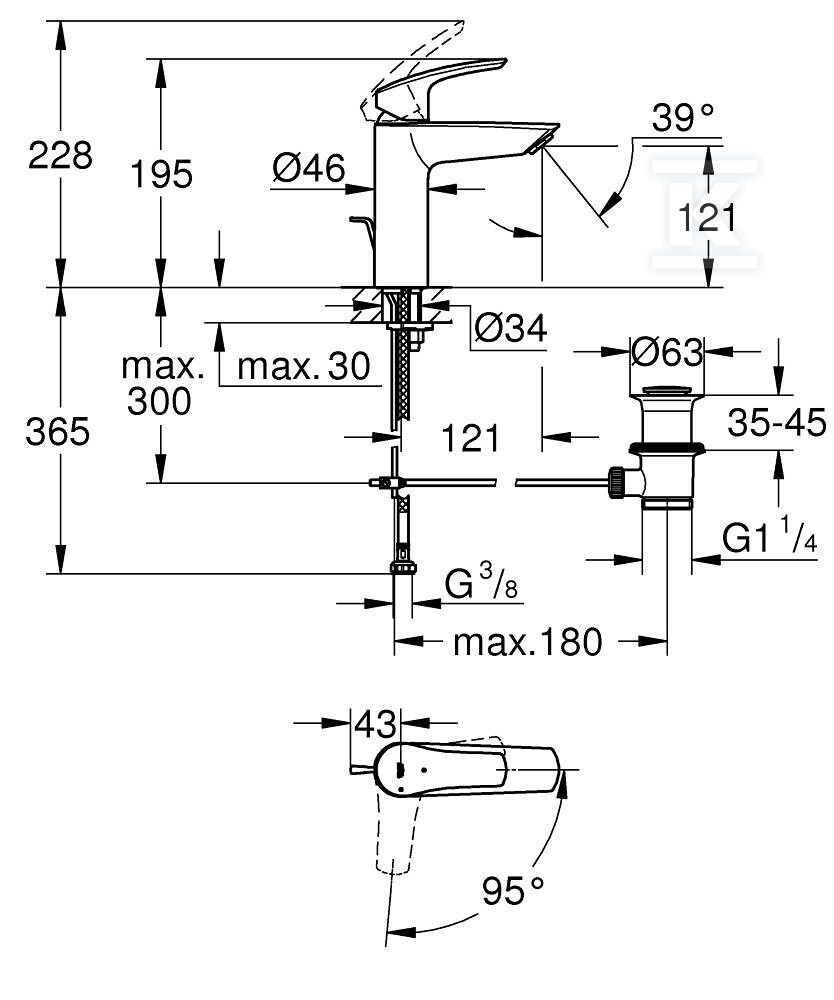 Bateria umywalkowa Grohe Eurosmart - 2339330E