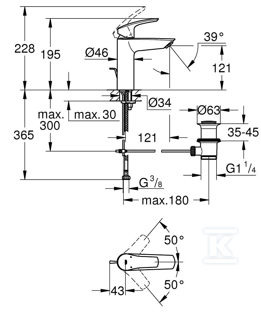 Bateria umywalkowa Eurosmart Rozmiar M, - 233222433