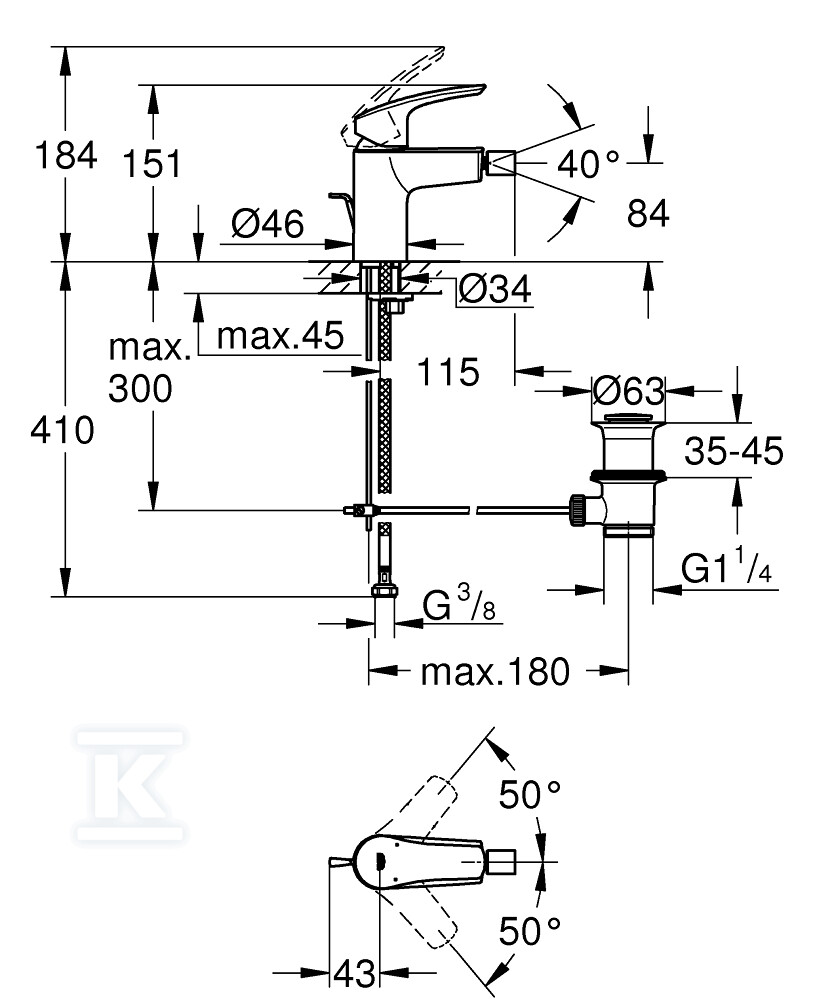 Eurosmart Одноважільний змішувач для - 32929003