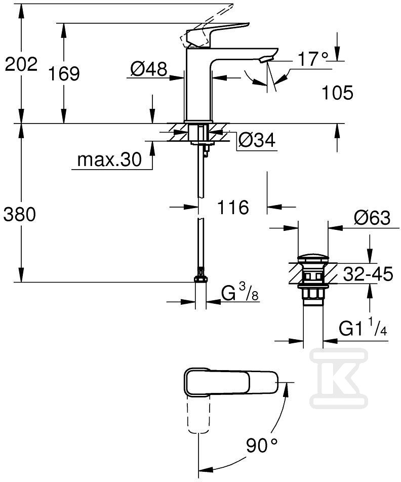 Bateria umywalkowa CUBEO Rozmiar M - 1017570000