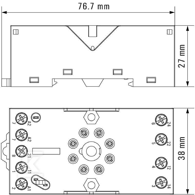 Podstawa przekaźnika, IP20, 2 zestyk - 1132810000