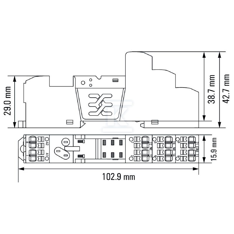 Podstawa przekaźnika, IP20, 2 zestyk - 7760056365