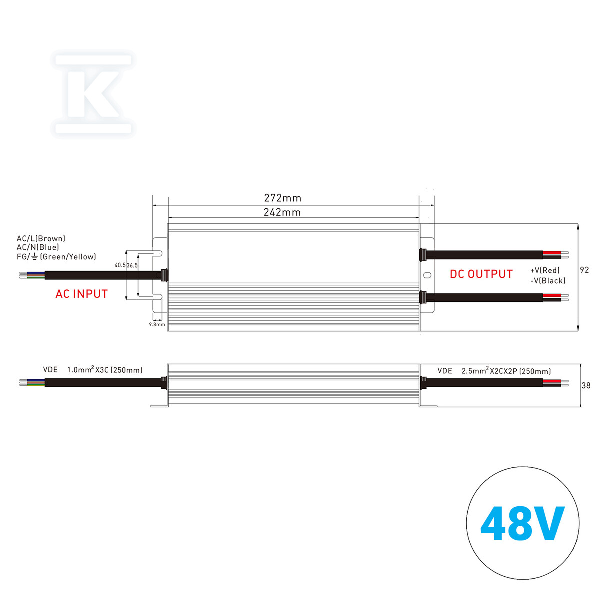 Zasilacz wodoodporny Super Slim 48V - PB047482