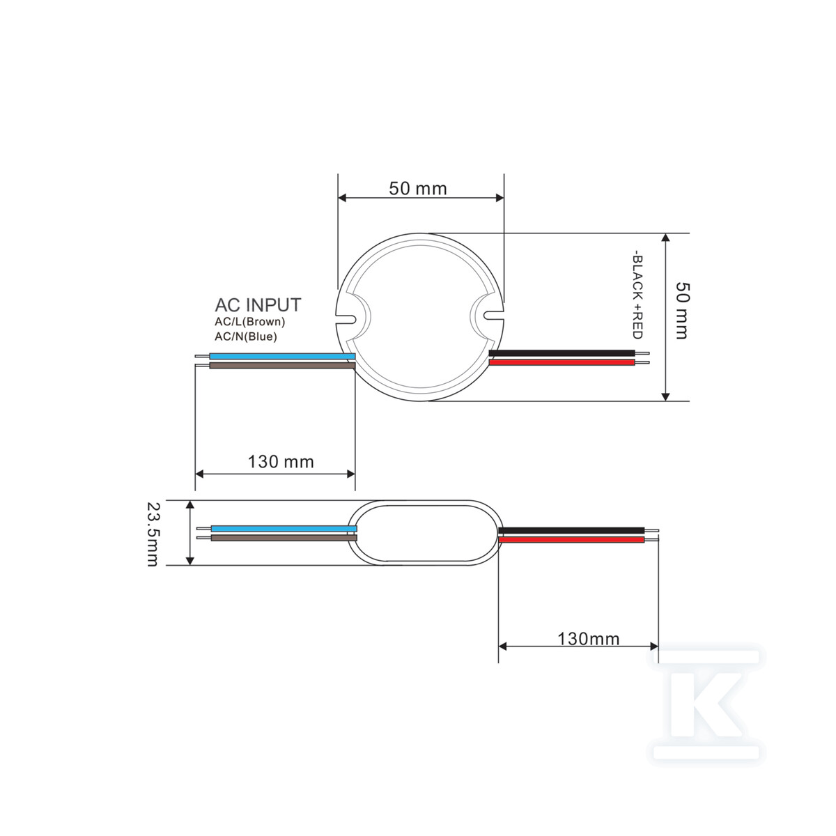 Zasilacz okrągły 50mm 12V IP67 3,75A - PB047536
