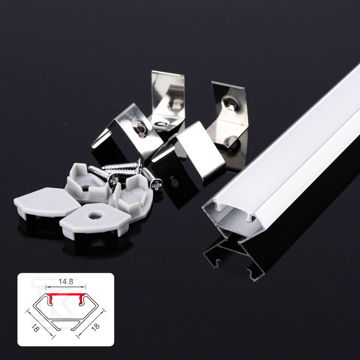 Perfil LED Nextec de canto, modelo NZA - PC048427