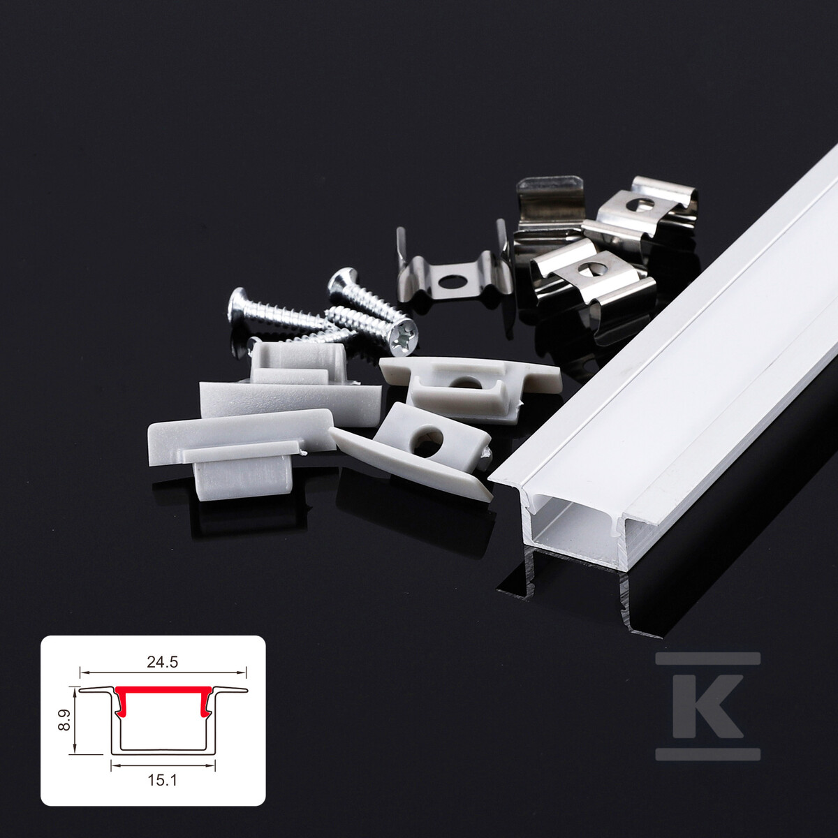 LED profil Nextec, zapustený typ PTA + - PC048380