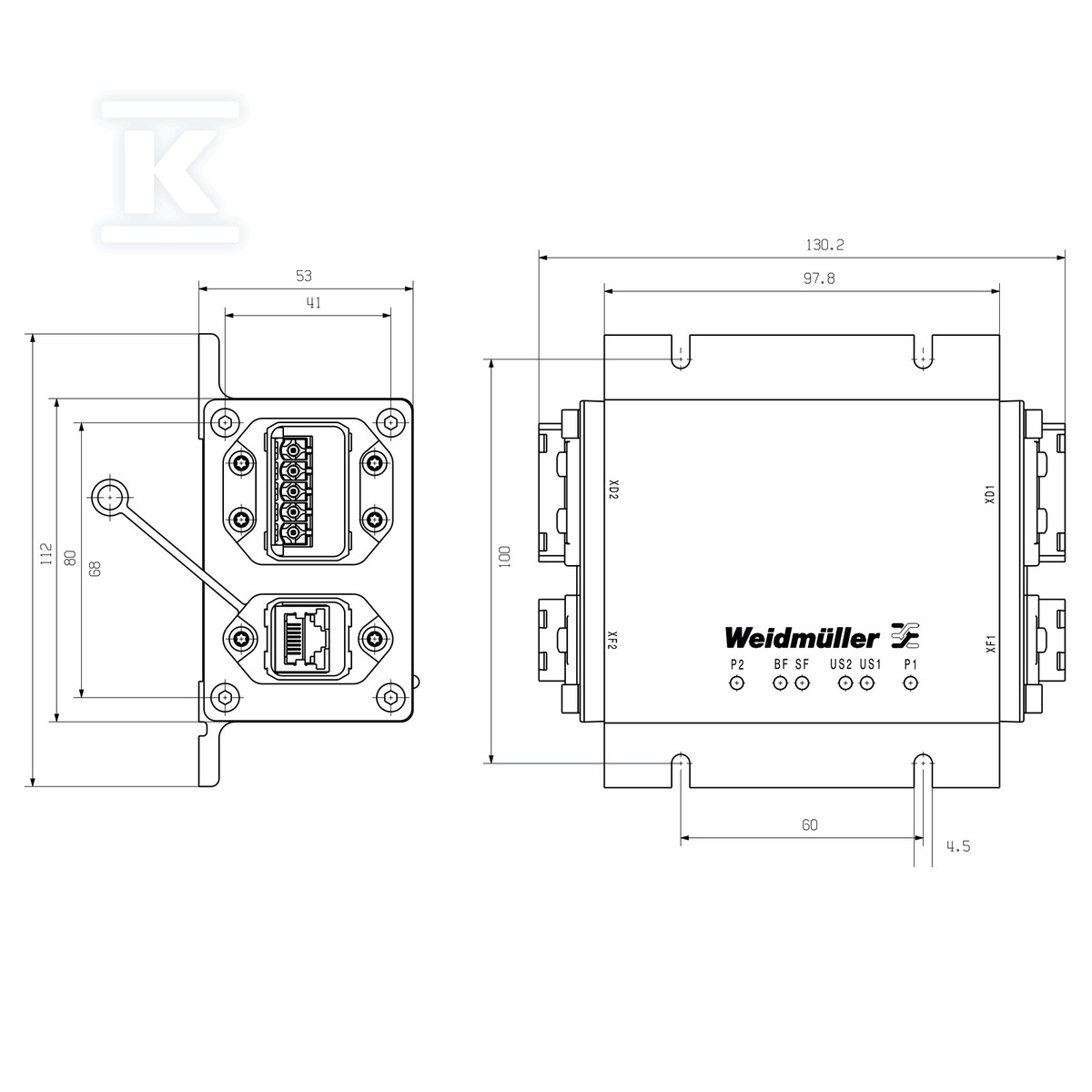 Konwerter mediów (RJ45 / FO) IP65 - 1324440000