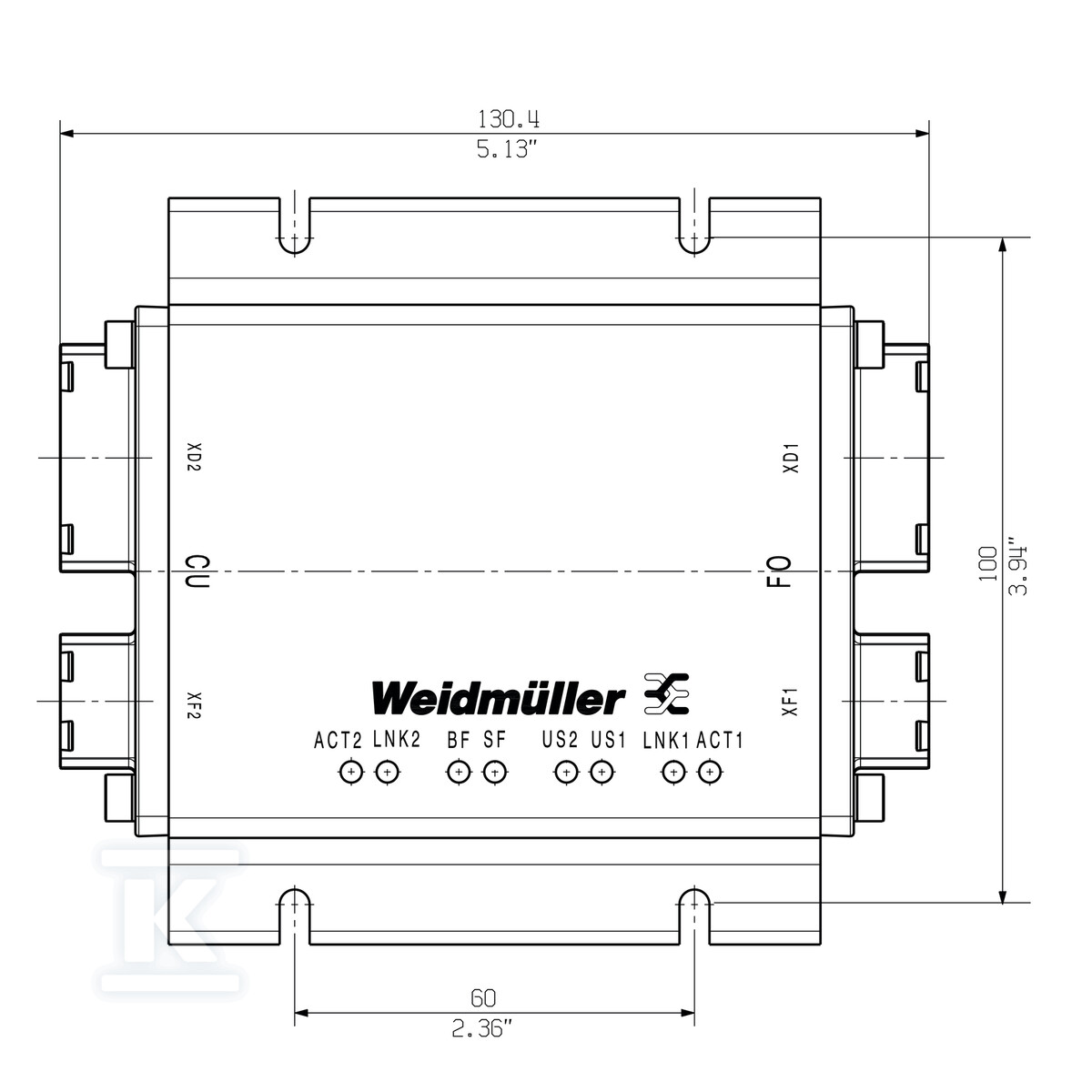 Konwerter mediów (RJ45 / FO), IP65, - 2588270000