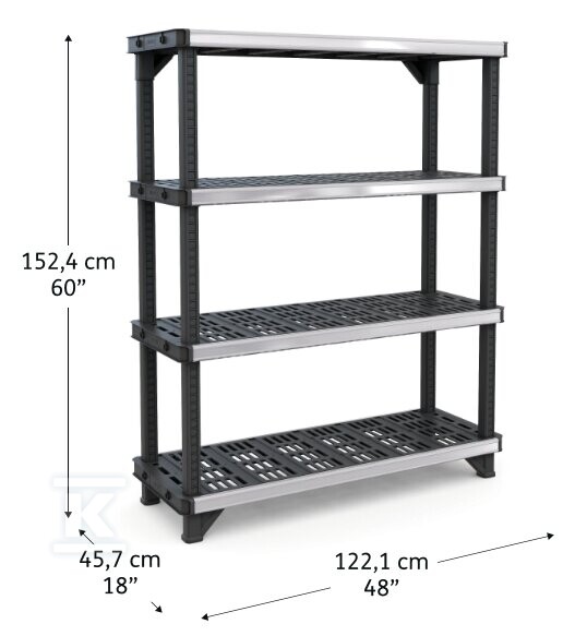 Regał 4 półki 122x46x150cm - CRV260313