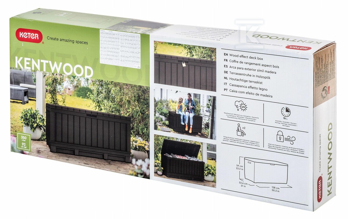 Skrzynia ogrodowa Kentwood 350L brąz - CRV249461