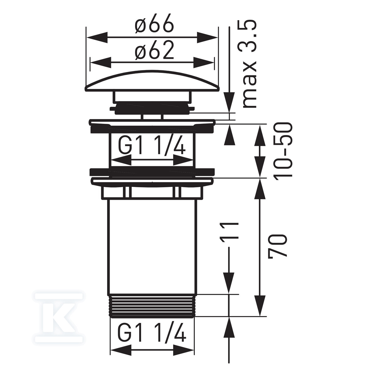 Zawór spustowy KLEOME G5/4, bez - FD7-303-22