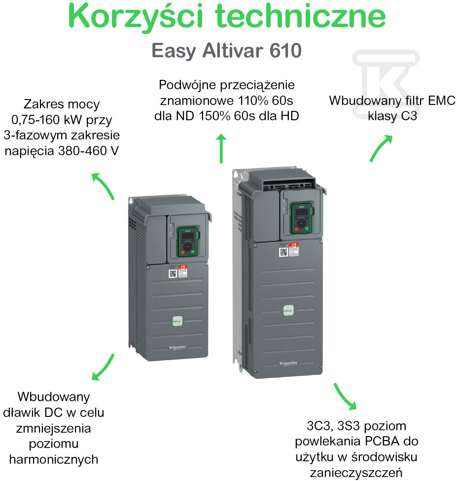 Przemiennik Easy Altivar 610, 11 kW, - ATV610D11N4