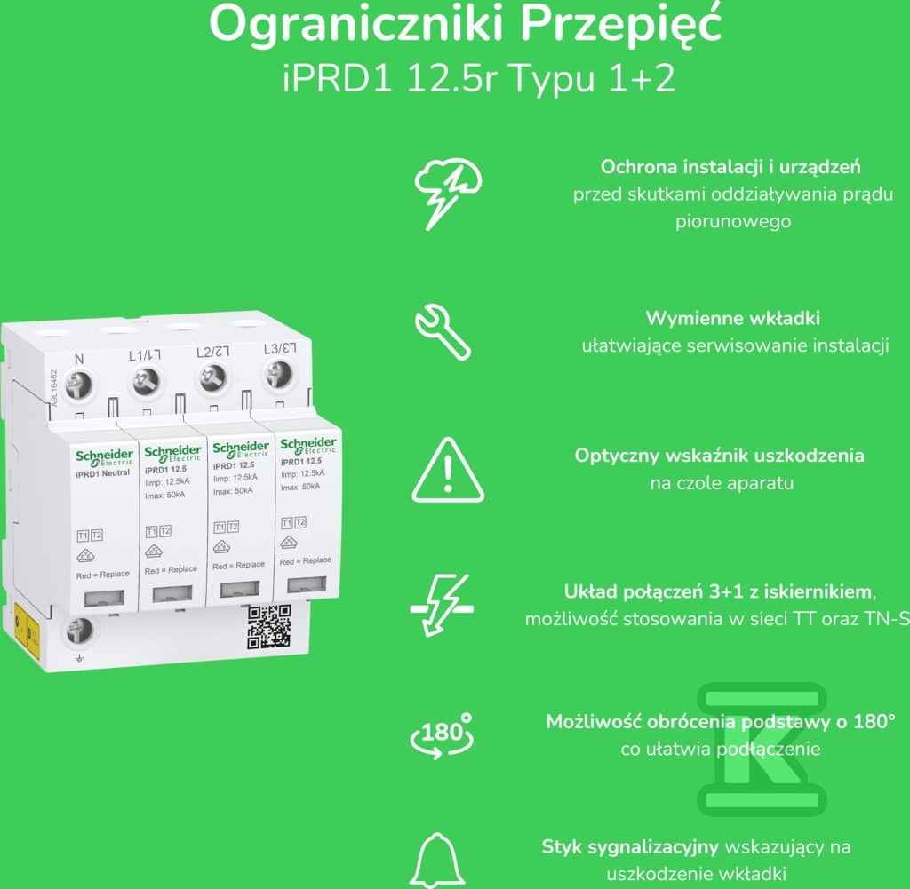 Svodič přepětí iPFK40-T2-1 1pólový Typ2 - A9L15686