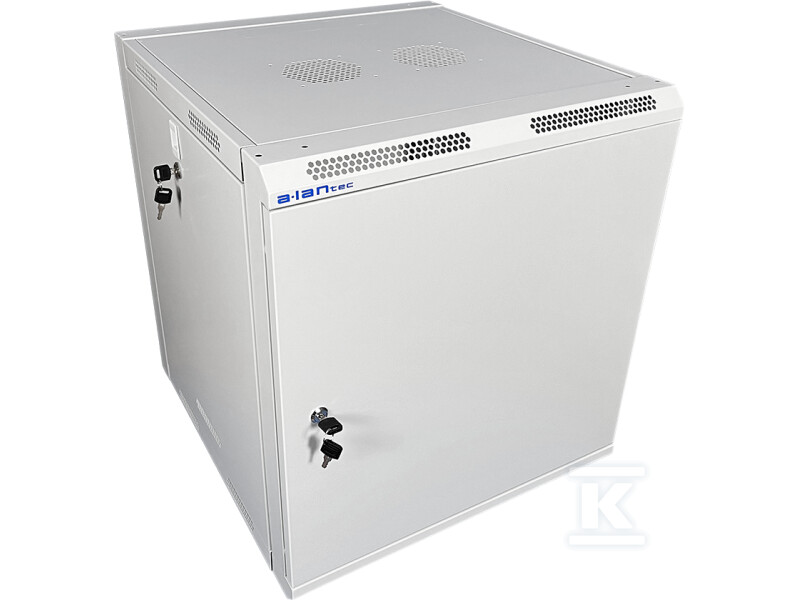Шафа настінна 19" 12U 600x500, цілісна, - SW-12U-600-500-N-DMJ-OP-RP-B-S