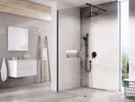 Ścianka prysznicowa Walk In Wall SET-100/200 czarna, szkło Transparent