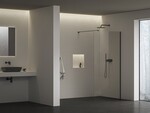 Ścianka prysznicowa Walk In Wall AIR-110 czarna, szkło Transparent