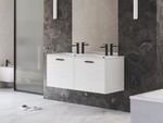 Szafka pod podwójną umywalkę SD 1200 CHROME biała/biała, uchwyt czarny