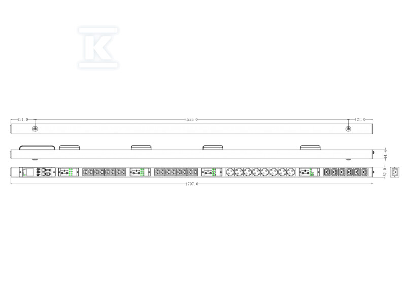 Керуюча мережева розетка 1f - 16 x IEC - PZZ-16C13-6C19-8EU