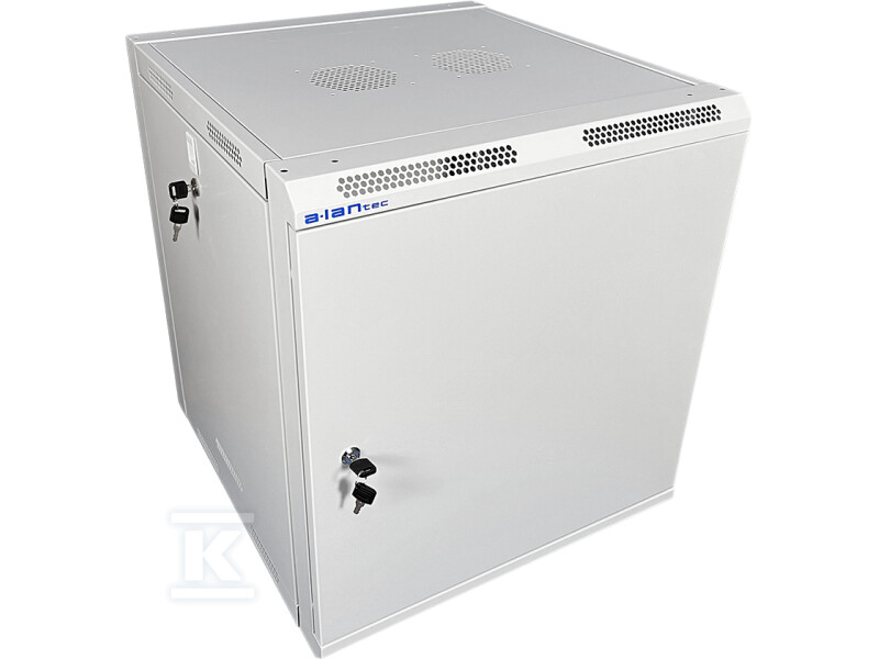 Шафа настінна 19" 9U 600x500, цілісна, - SW-9U-600-500-N-DMJ-OP-RP-B-S