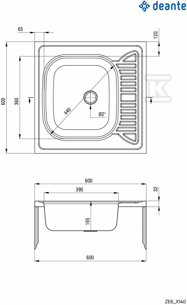 Single-bowl steel sink with drainer - ZE6_3140