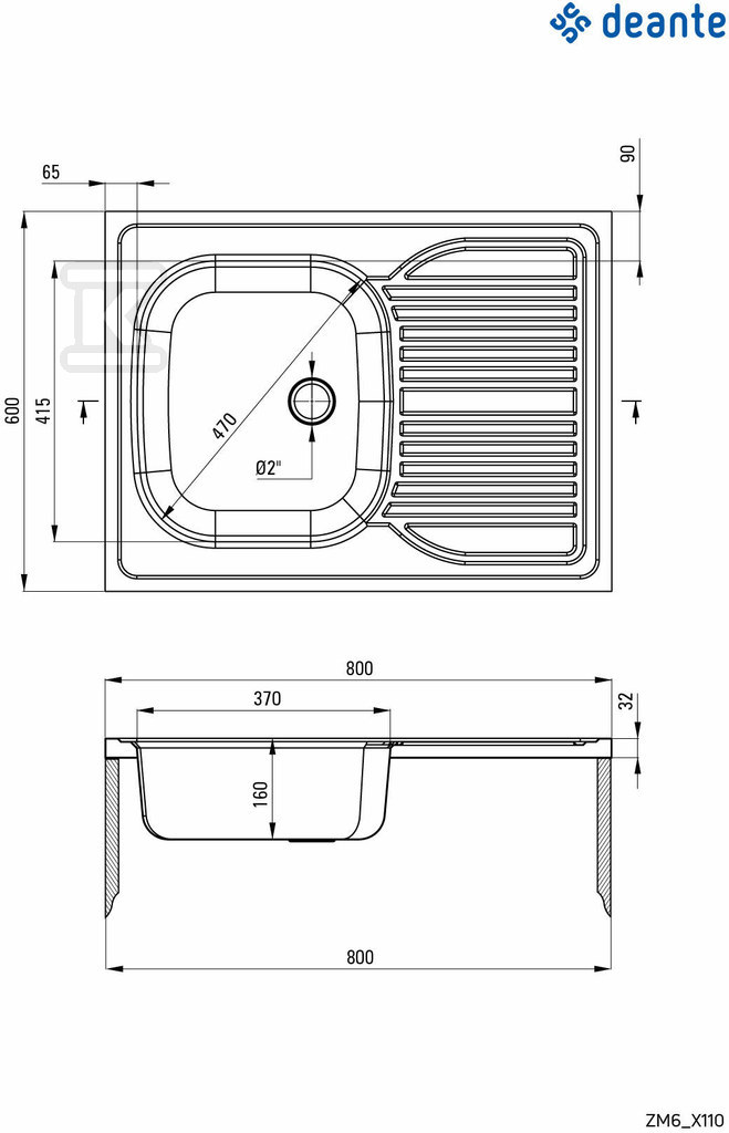 TANGO satin sink 1k w / r 800x600x150, - ZM6_0110