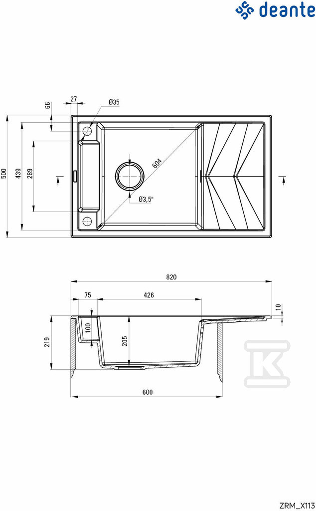 Zlewozmywak granitowy magnetyczny - ZRM_N113