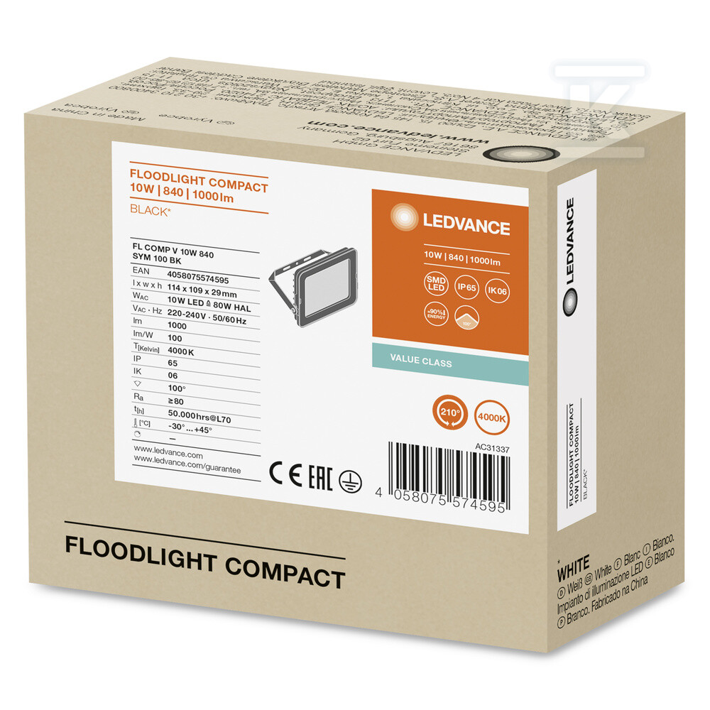 Naświetlacz LED FLOOD COMPACT 10W 840 - 4058075574595