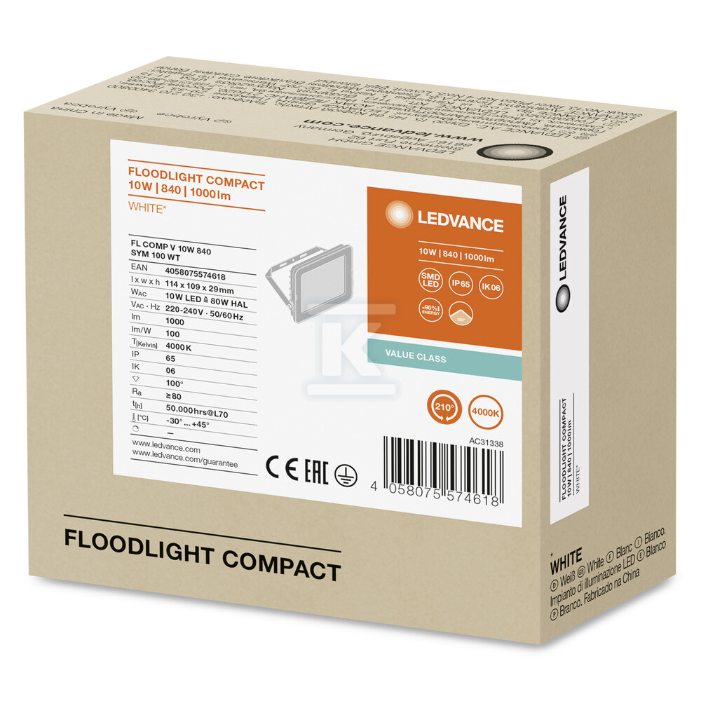 Naświetlacz LED FLOOD COMPACT 10W 840 - 4058075574618