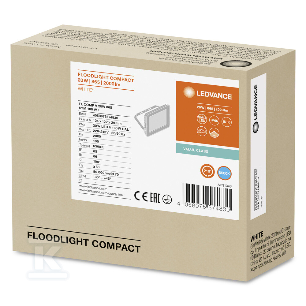 Naświetlacz LED FLOOD COMPACT 20W 865 - 4058075574830