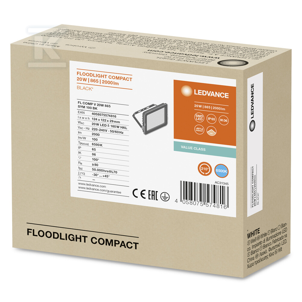Naświetlacz LED FLOOD COMPACT 20W 865 - 4058075574816