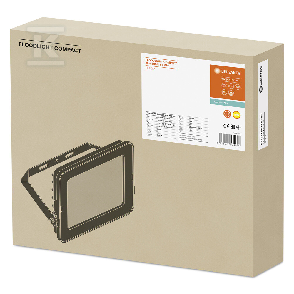 Naświetlacz LED FLOOD COMPACT 90W 830 - 4058075574984