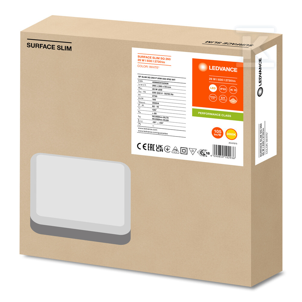 Oprawa ścienna LED SURFACE SLIM SQ 260 - 4099854102936