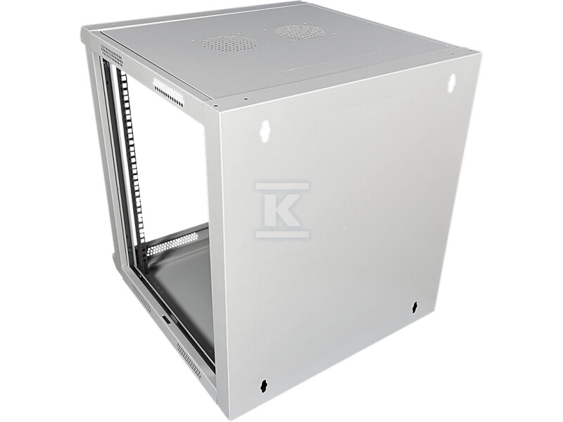 Шафа настінна 19" 12U 600x500, цілісна, - SW-12U-600-500-N-DMJ-OP-RP-B-S