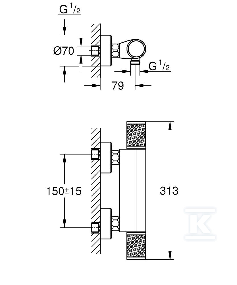 Bateria prysznicowa z termostatem - 34827KF0
