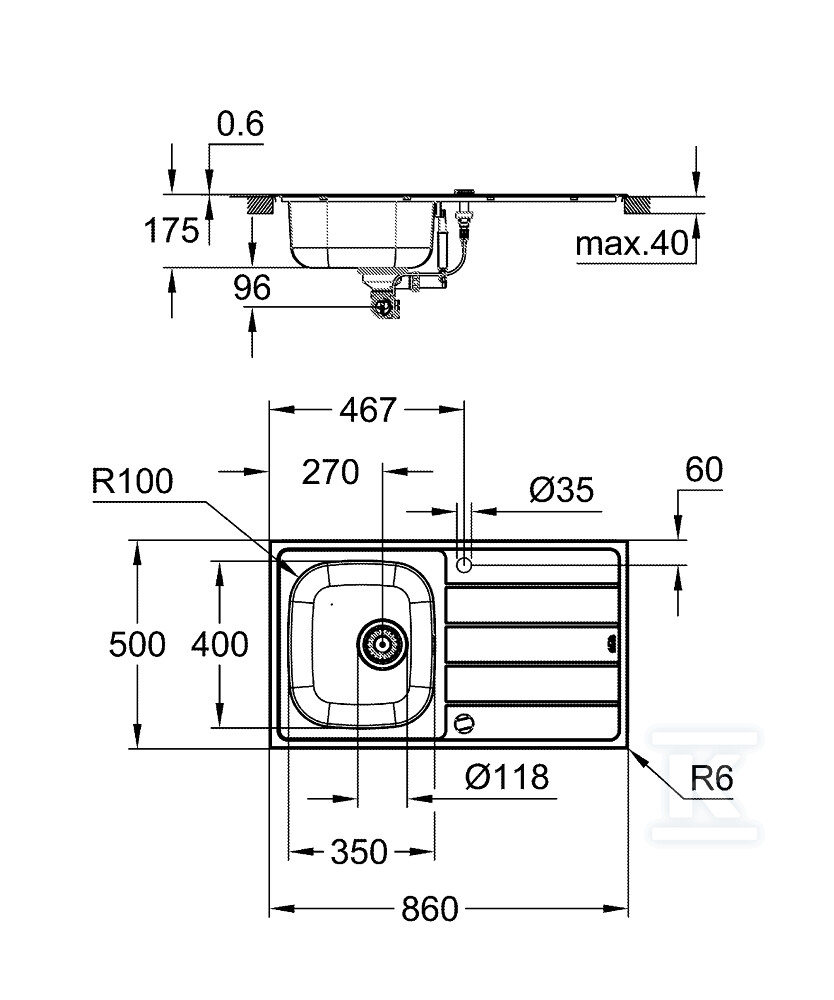 Zlewozmywak K200 z baterią kuchenną - 31562SD1