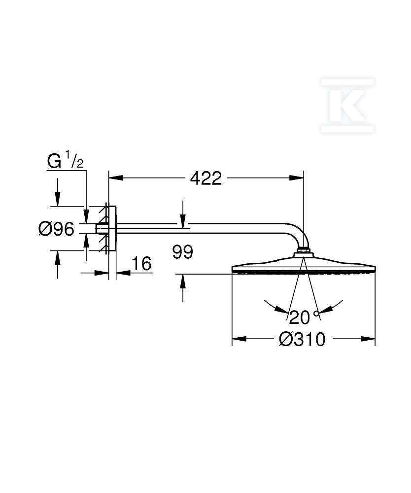 Deszczownica z ramieniem 422 mm - 26558AL0