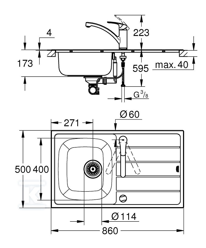 Zlewozmywak K200 z baterią kuchenną - 31565SD1
