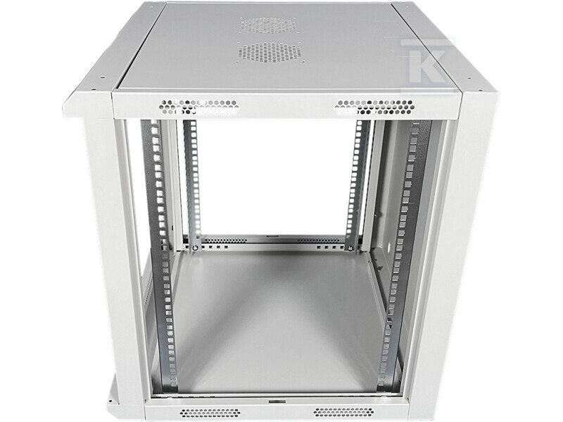 Шафа настінна 19" 12U 600x500, цілісна, - SW-12U-600-500-N-DMJ-OP-RP-B-S