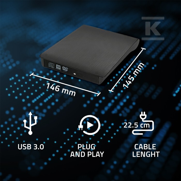 Зовнішній DVD-RW привід/USB 3.0/Чорний - 51857