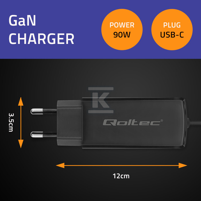 Мережевий зарядний пристрій 90W GaN - 52420