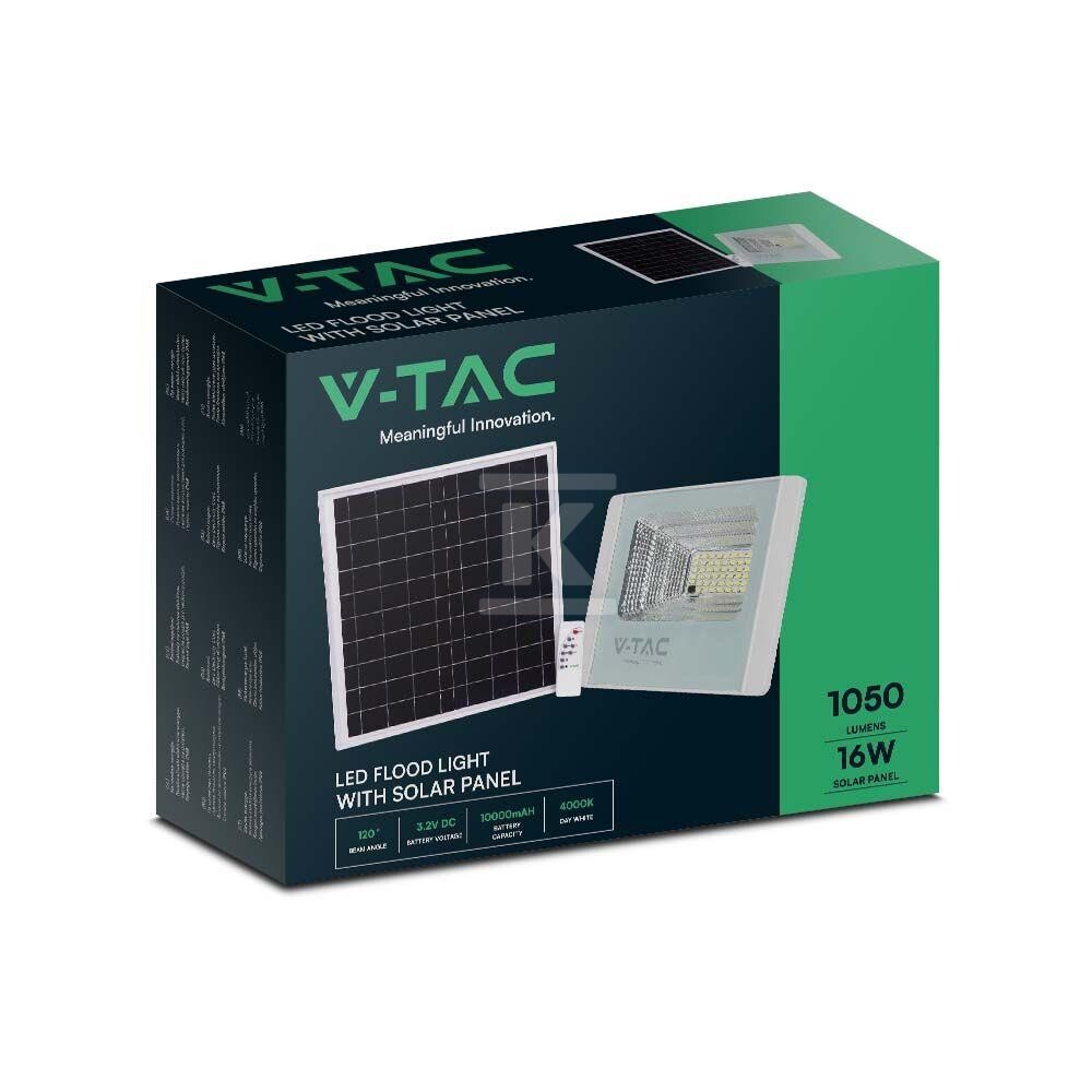 Naświetlacz LED solarny V-TAC 16W biały - 10407