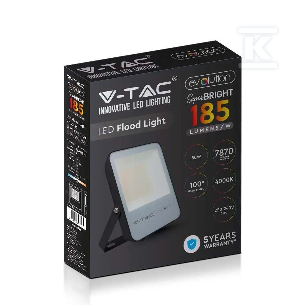 Naświetlacz LED V-TAC 50W G8 czarny - 20452