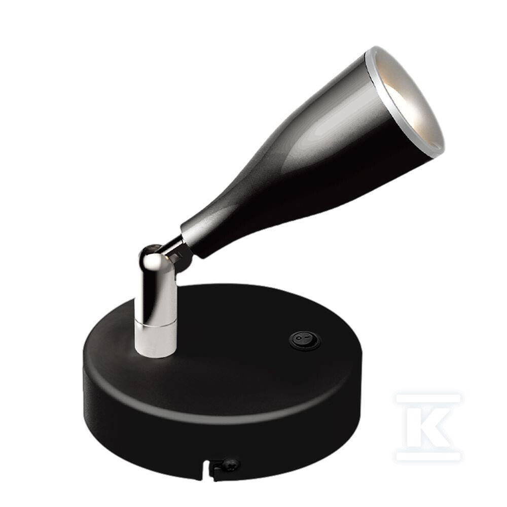 Kinkiet V-TAC 4,5W LED czarny z włącznikiem VT-806 3000K 420lm 3 lata ...