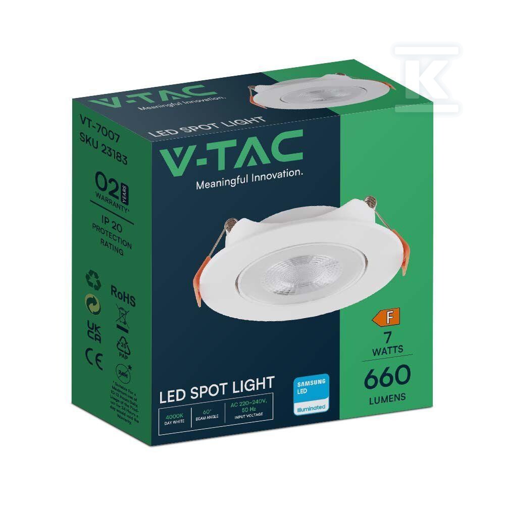 Oczko LED V-TAC SAMSUNG CHIP 7W LED - 23184