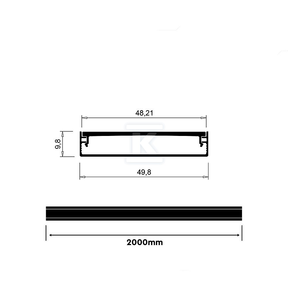Profil aluminiowy anodowany V-TAC 2mb - 24102